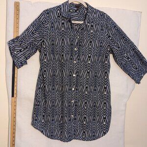 Dana Buchman Women's Blue and White Zebra Striped Shirt